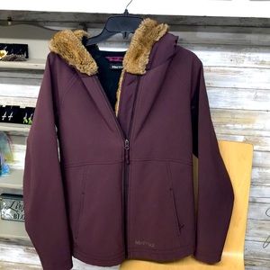 Marmot fur hooded ski jacket coat